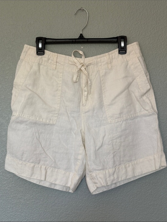 Liz Claiborne Pants - Liz Claiborne Cream Drawstring Linen Shorts